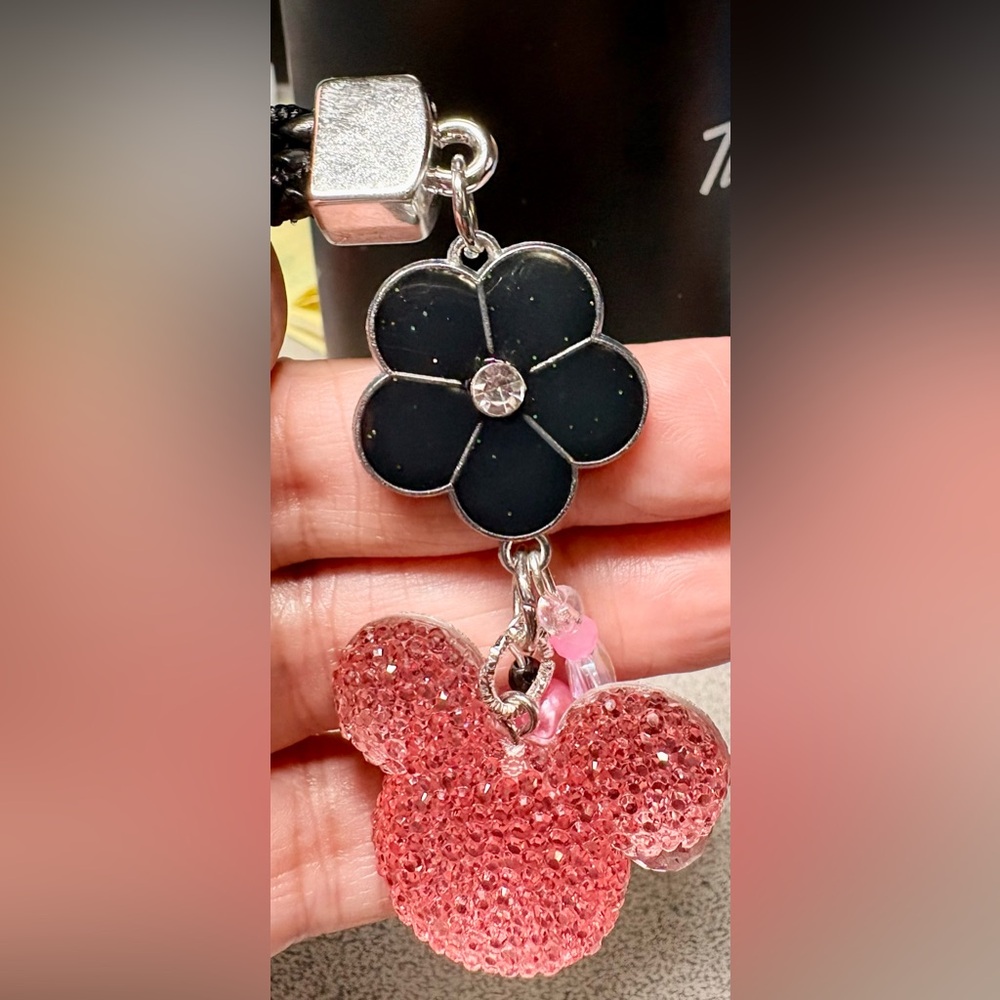 Black and Pink Flower Keychain